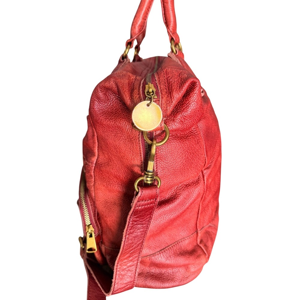 Liebeskind Berlin Anny Fire Red Leather Multi Pocket Satchel Crossbody Bag y2k - Picture 4 of 16
